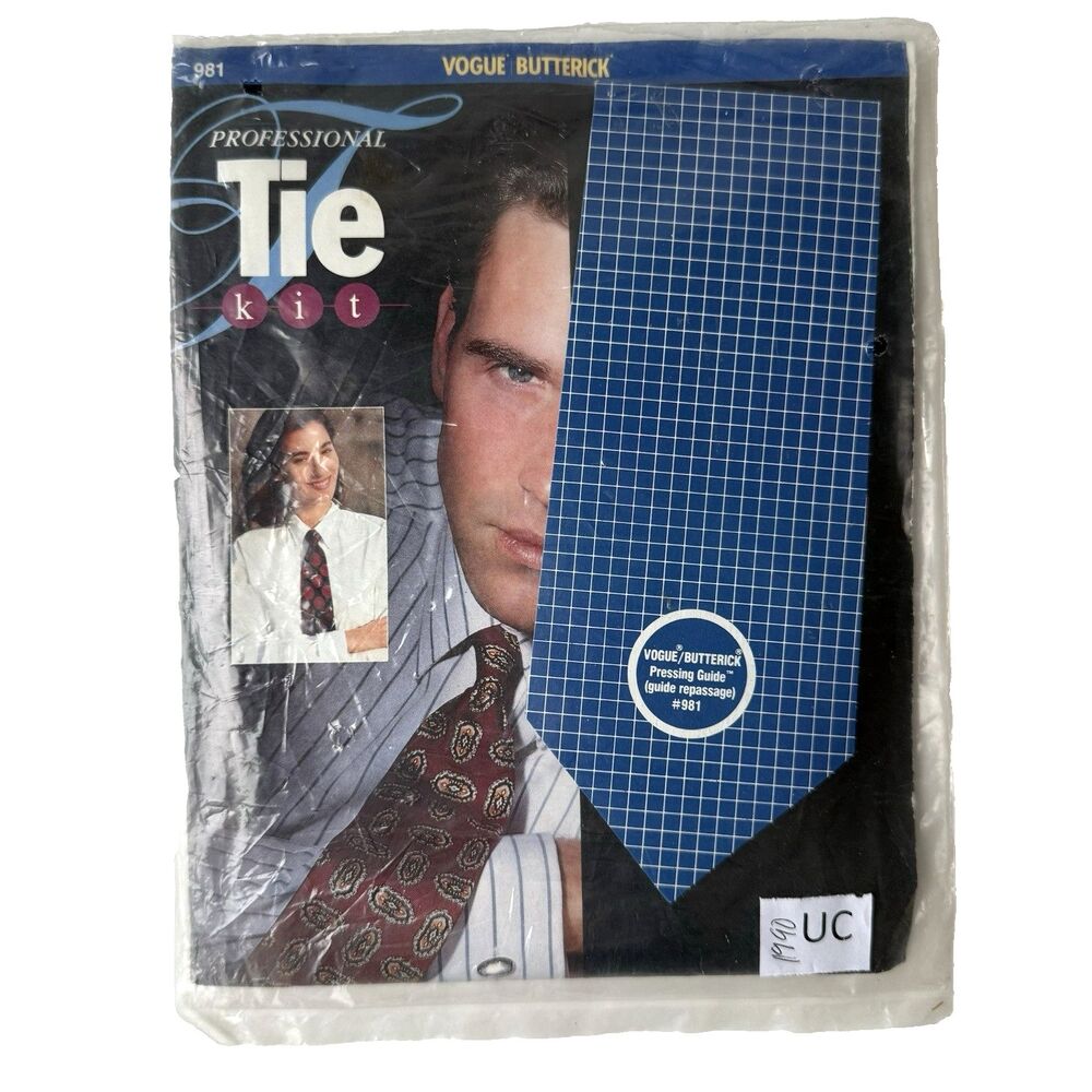 Vtg Vogue Butterick 981 Pattern PROFESSIONAL TIE KIT & HANDERKERCHIEF w/ GUIDE